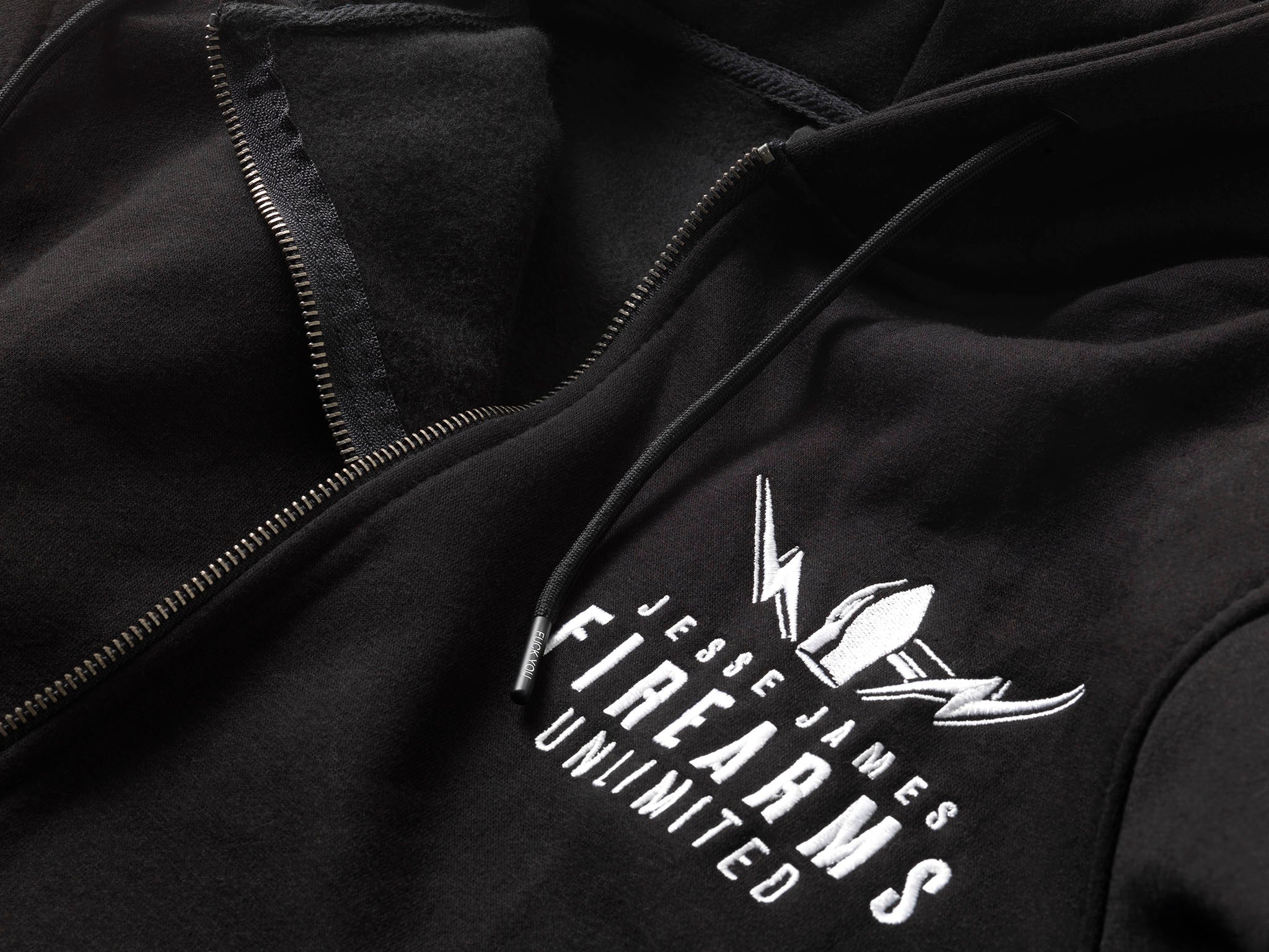 JJFU EMBROIDERED BLAST LOGO ZIP HOODY - BLACK - Image 3