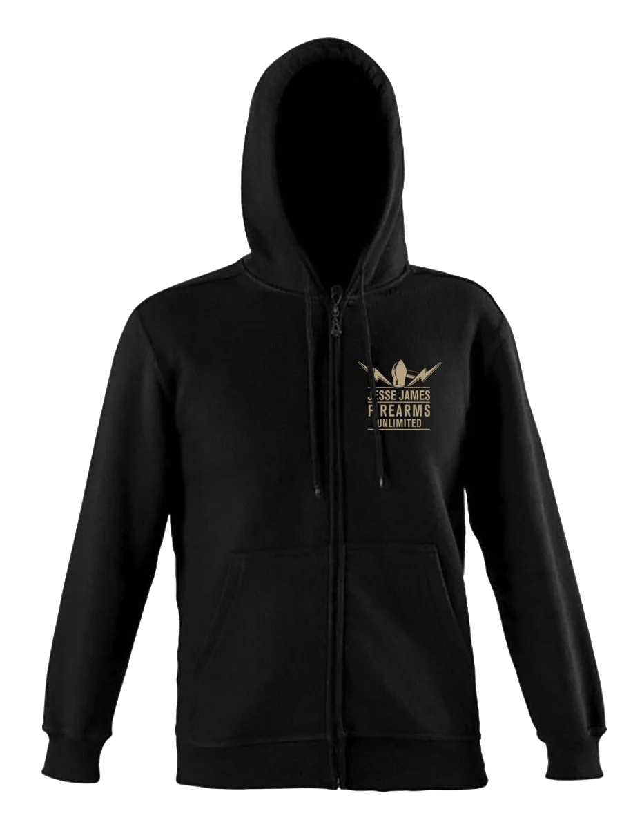 SHOOTING GUNS ZIP HOODIE Black