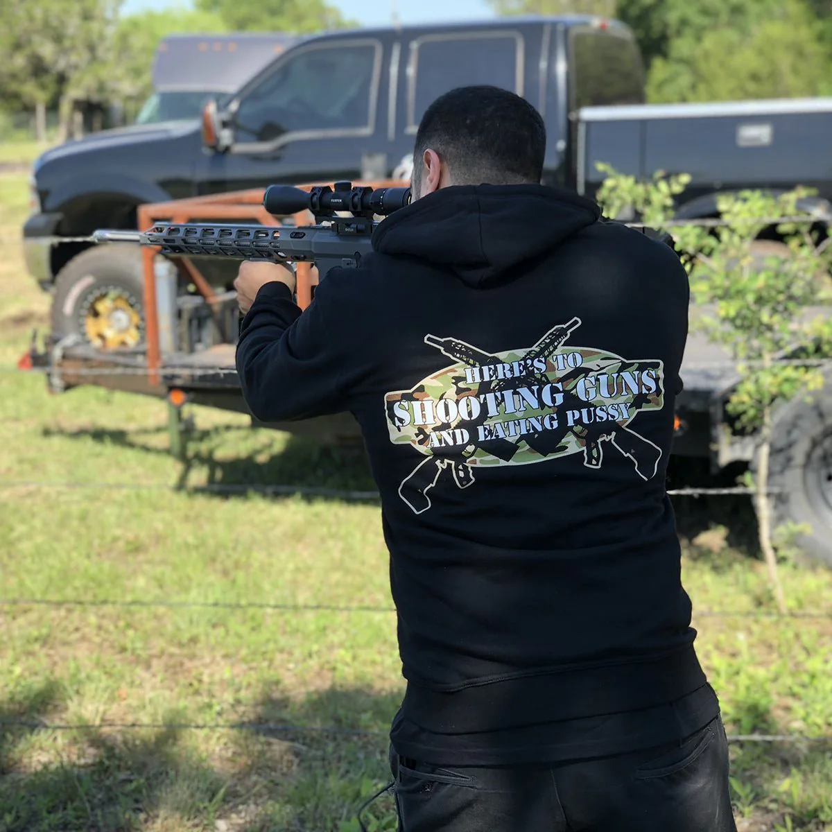 SHOOTING GUNS ZIP HOODIE Black - Image 3