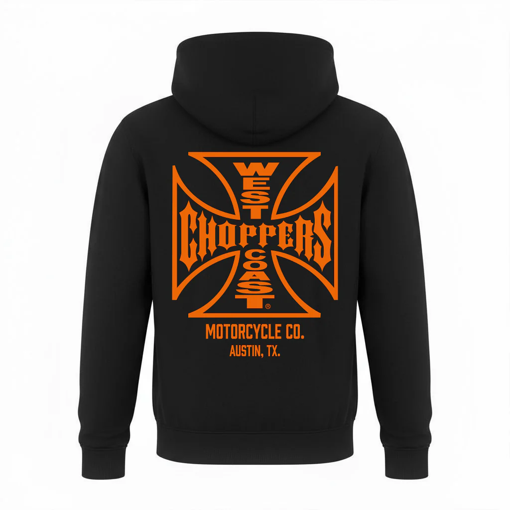 WCC ATX CROSS ZIP HOODY - BLACK/ORANGE - Image 2