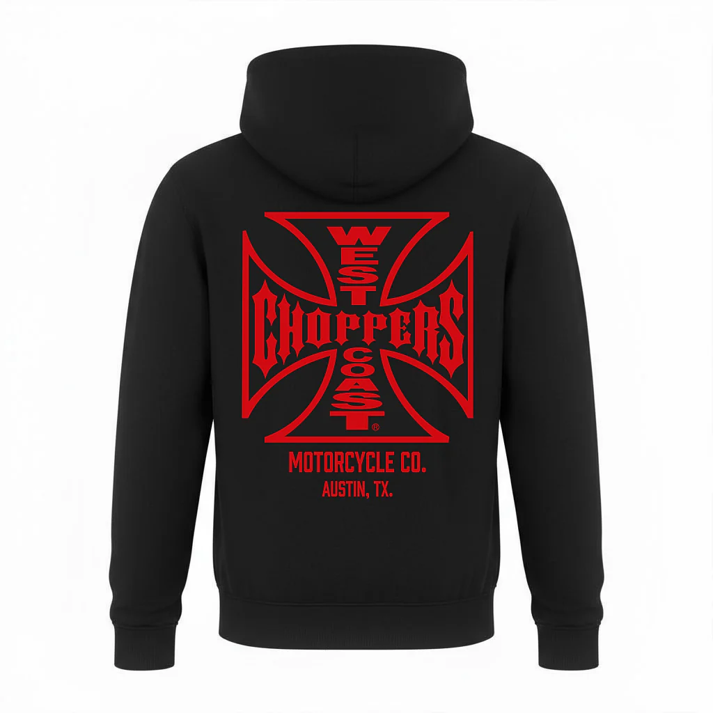 WCC ATX CROSS ZIP HOODY - BLACK/RED - Image 2