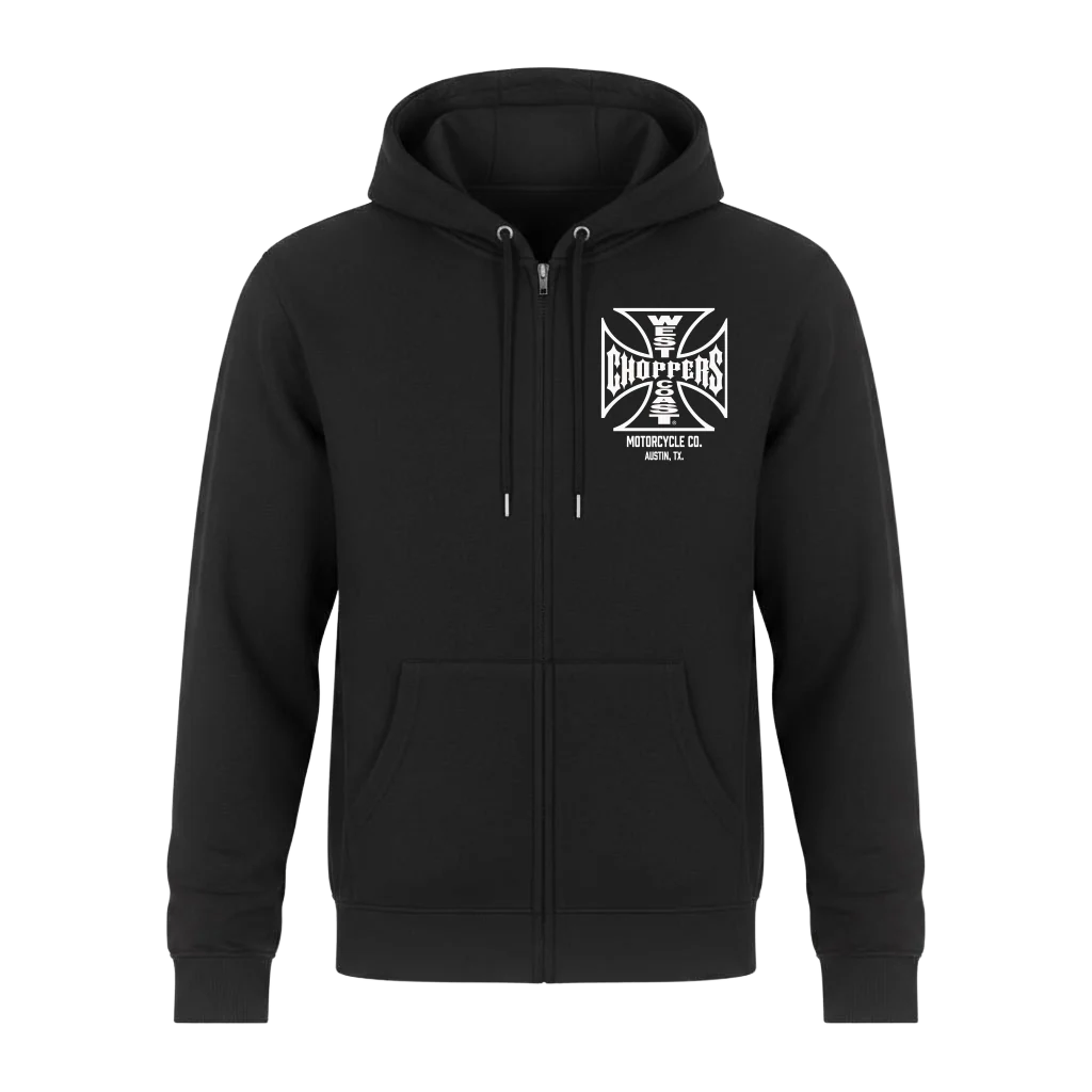 WCC ATX CROSS ZIP HOODY - BLACK/WHITE