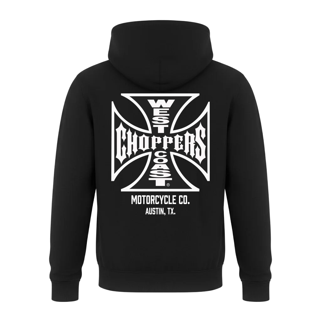 WCC ATX CROSS ZIP HOODY - BLACK/WHITE - Image 2