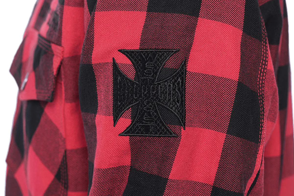 WCC - DOMINATOR KEVLAR RIDING FLANEL SHIRT - RED/BLACK - Image 3