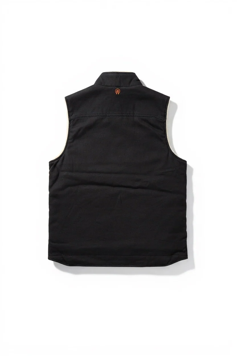 WCC SHERPA LINED HEAVY DUTY CANVAS WORKVEST - BLACK - Image 3