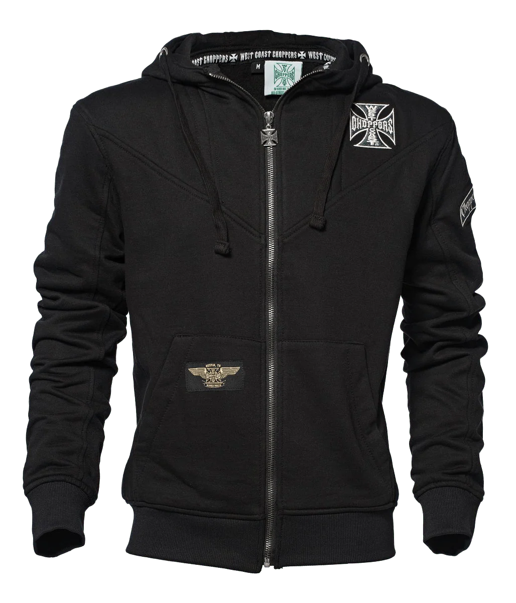 WEST COAST CHOPPERS OG CLASSIC PANEL ZIP HOODY - Black - Image 2