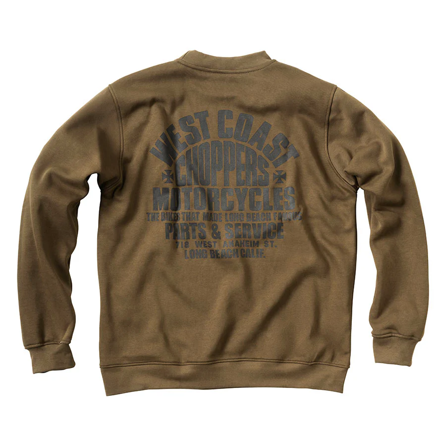 West Coast Choppers Parts Crewneck - Olive Green - Image 2
